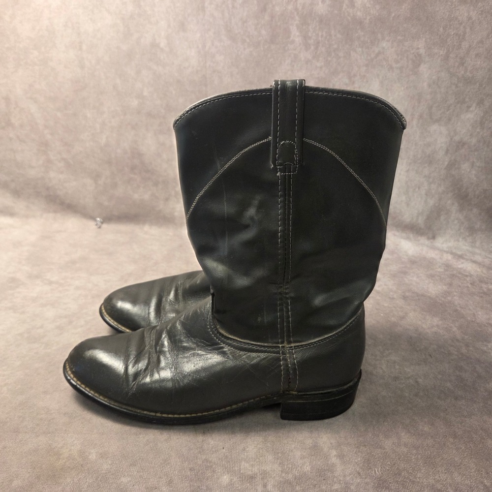 Acme Mens Western Cowboy Boots Gray Leather Round Toe Pull On 8008 Size 9 M